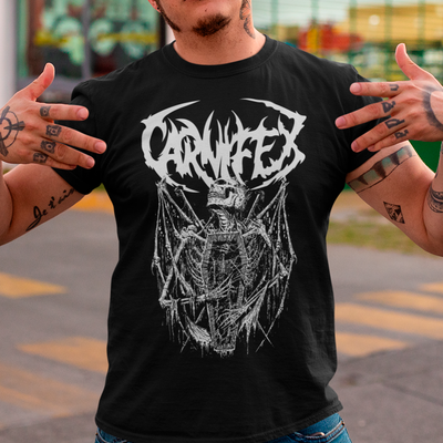 camiseta básica com estampa Caveira caixão- Preto