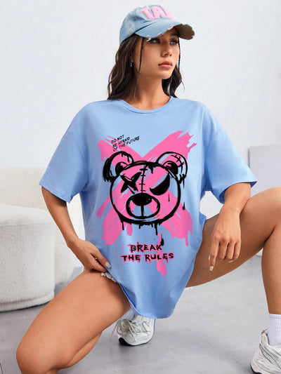 Camiseta Básica Feminina Break The Rules Bear