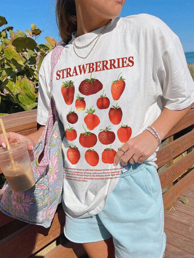 Camiseta Básica Feminina Strawberries Morangos