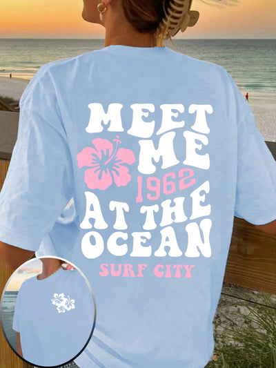 Camiseta Básica Feminina Meet Me At The Ocean Surf City