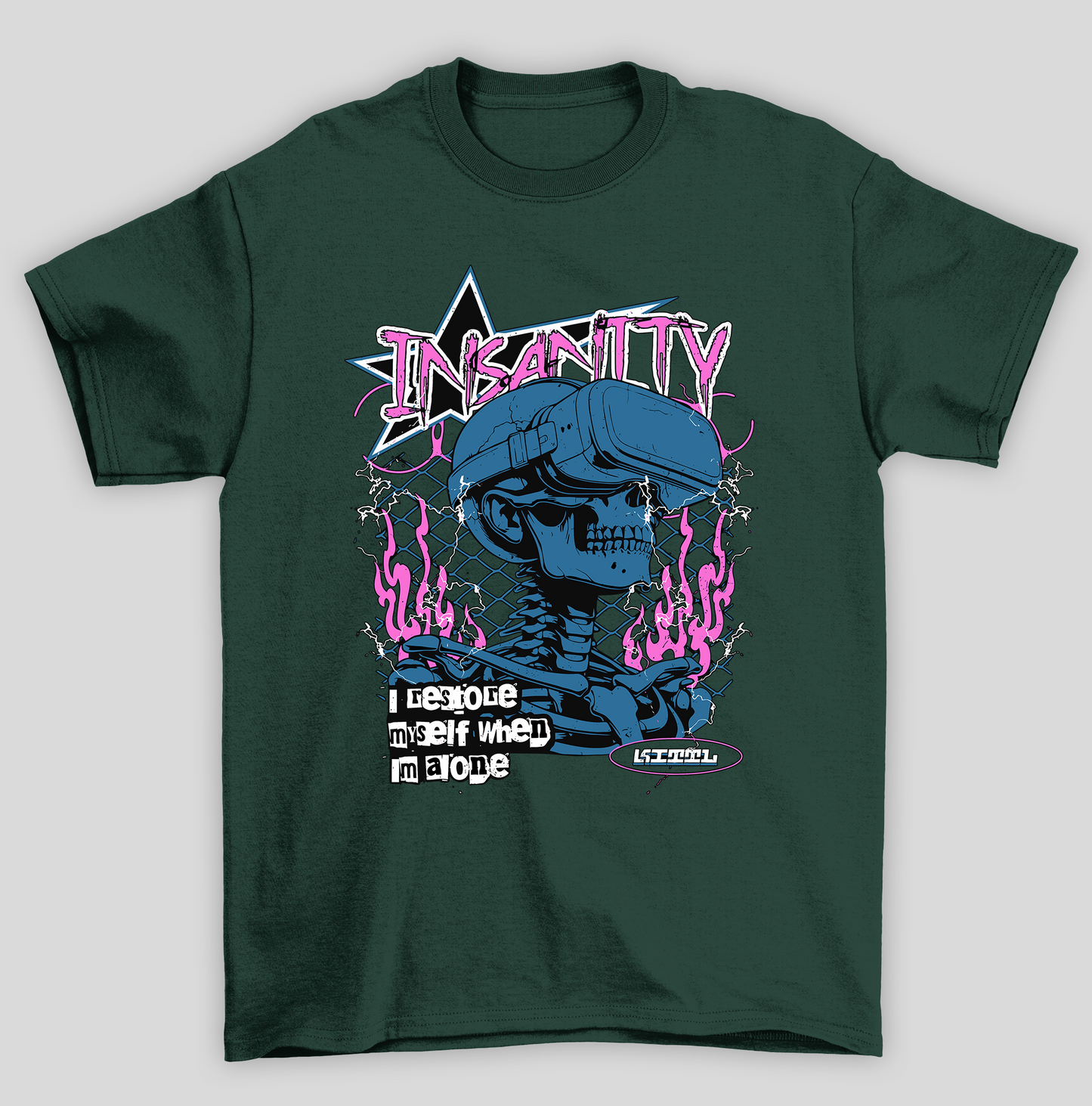 Camiseta Básica Unissex Insanity I Restore Myself When Im Alone