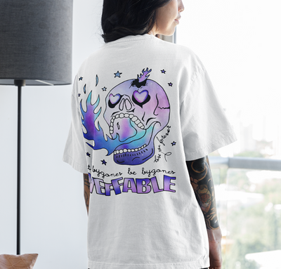 Camiseta Oversized Skull Caveira Ineffable- branco