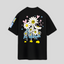 Camiseta Oversized Flor Happy Feliz Flower- preto