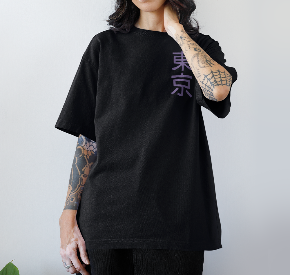 Camiseta Oversized Dragão Oriental Japones - preto