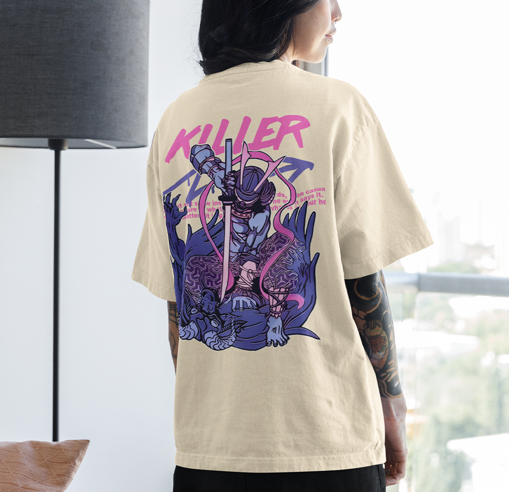 Camiseta Oversized Samurai Slayer Killer- pérola