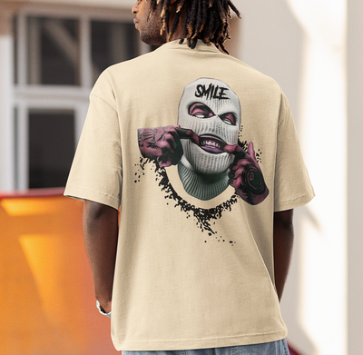 Camiseta Oversized Thug Life Mascara - pérola