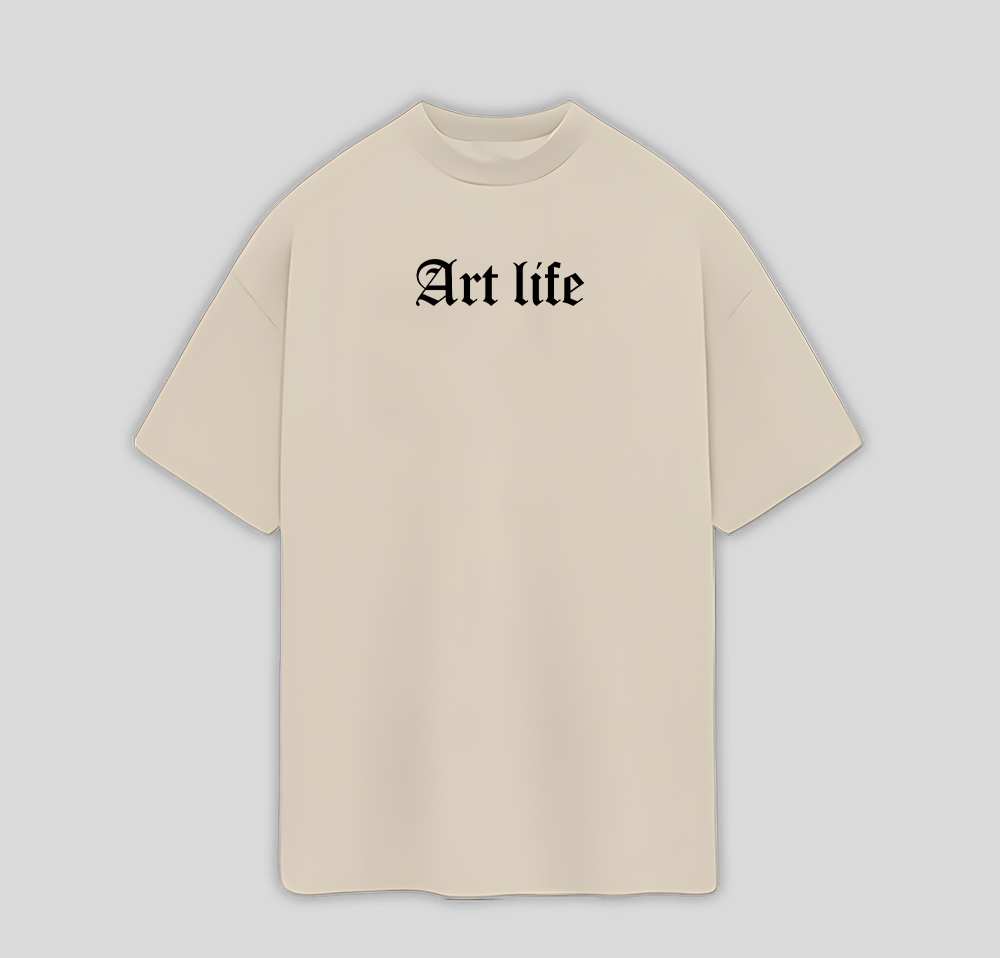 Camiseta Oversized Art Life- pérola