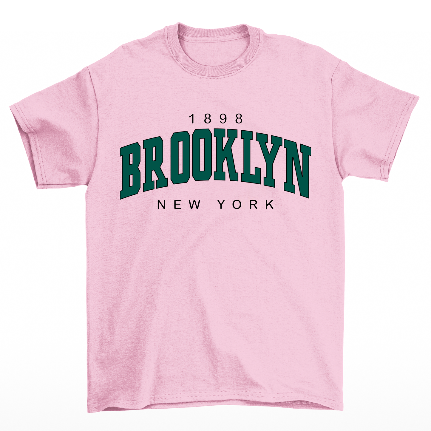 Camiseta feminina Rosa bebê com estampa brooklyn 1898