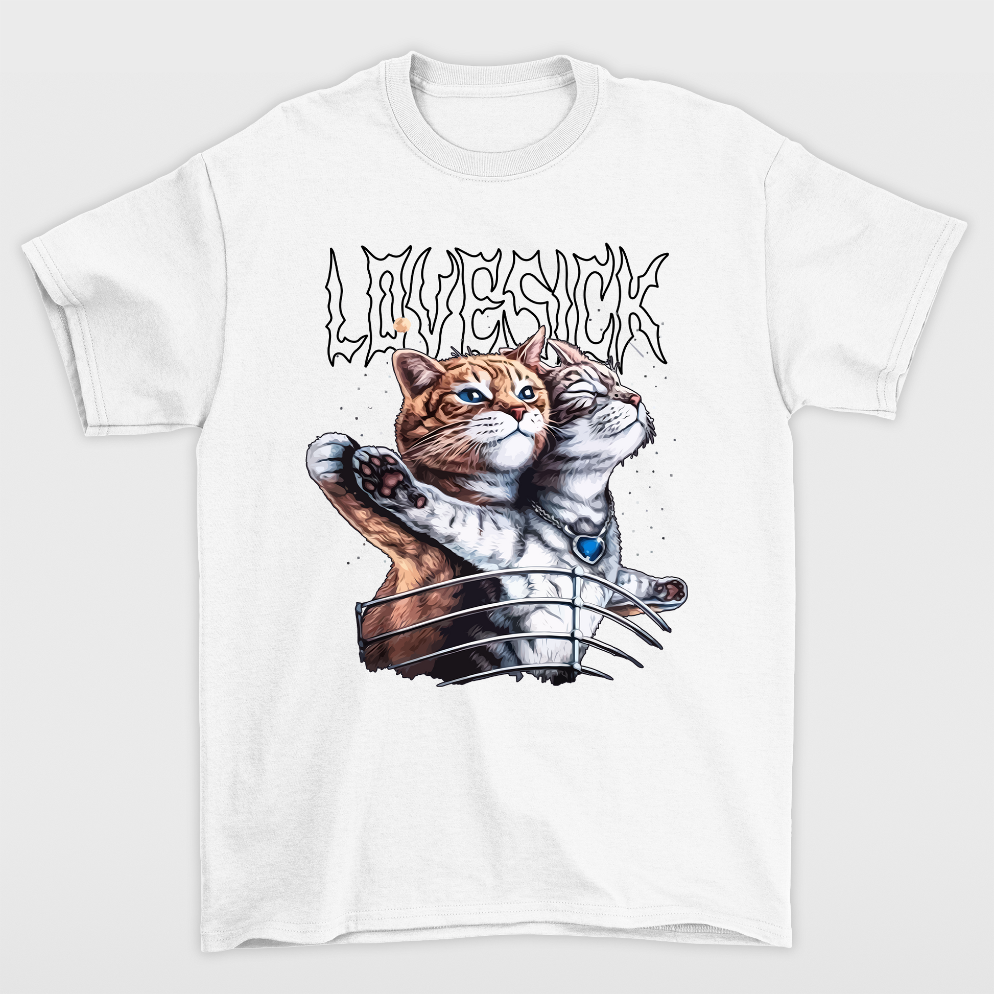 Camiseta básica Com Estampa Gatinho Titanic- branco