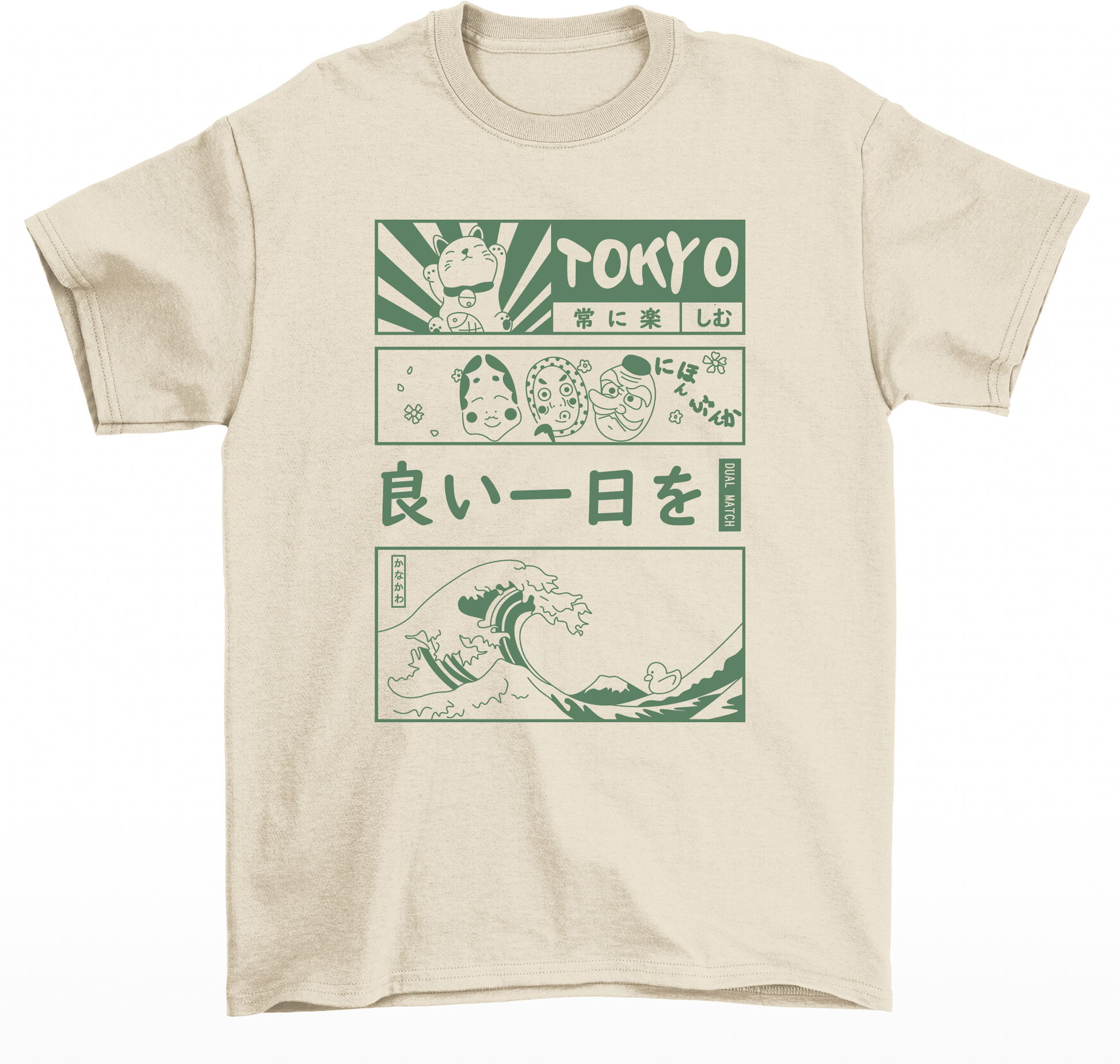 Camiseta Básica Unissex Tokyo Cat Wave - Pérola