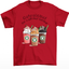 Camiseta feminina de estampa Copo de café com gatos- Vermelho