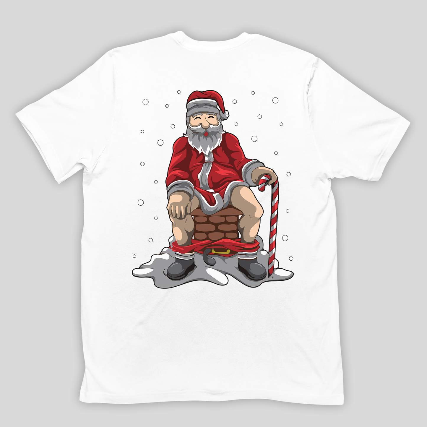 Camiseta Básica Branca Merry Christmas Papai Noel Cagando