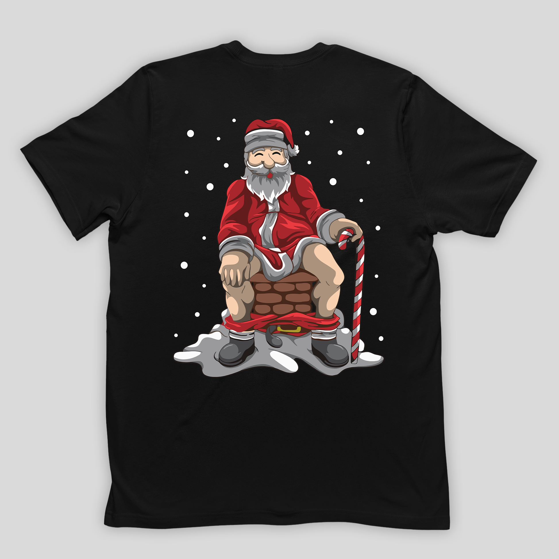 Camiseta Básica Preta Merry Christmas Papai Noel Cagando