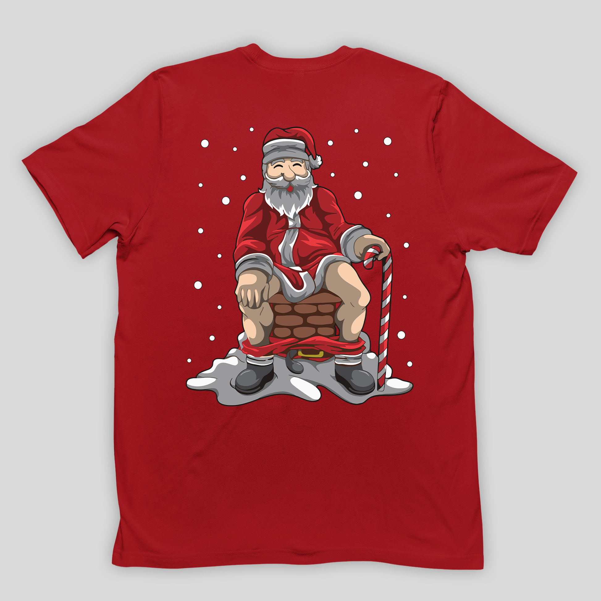 Camiseta Básica Vermelho Merry Christmas Papai Noel Cagando