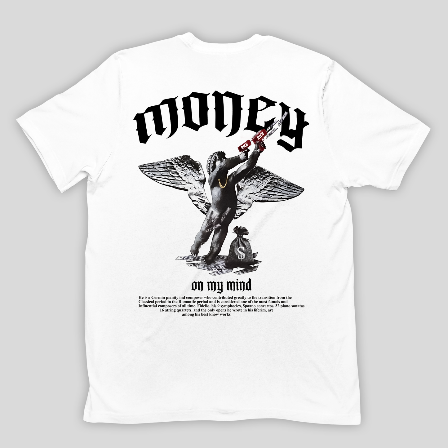 Camiseta Básica Unissex Money on my mind angel