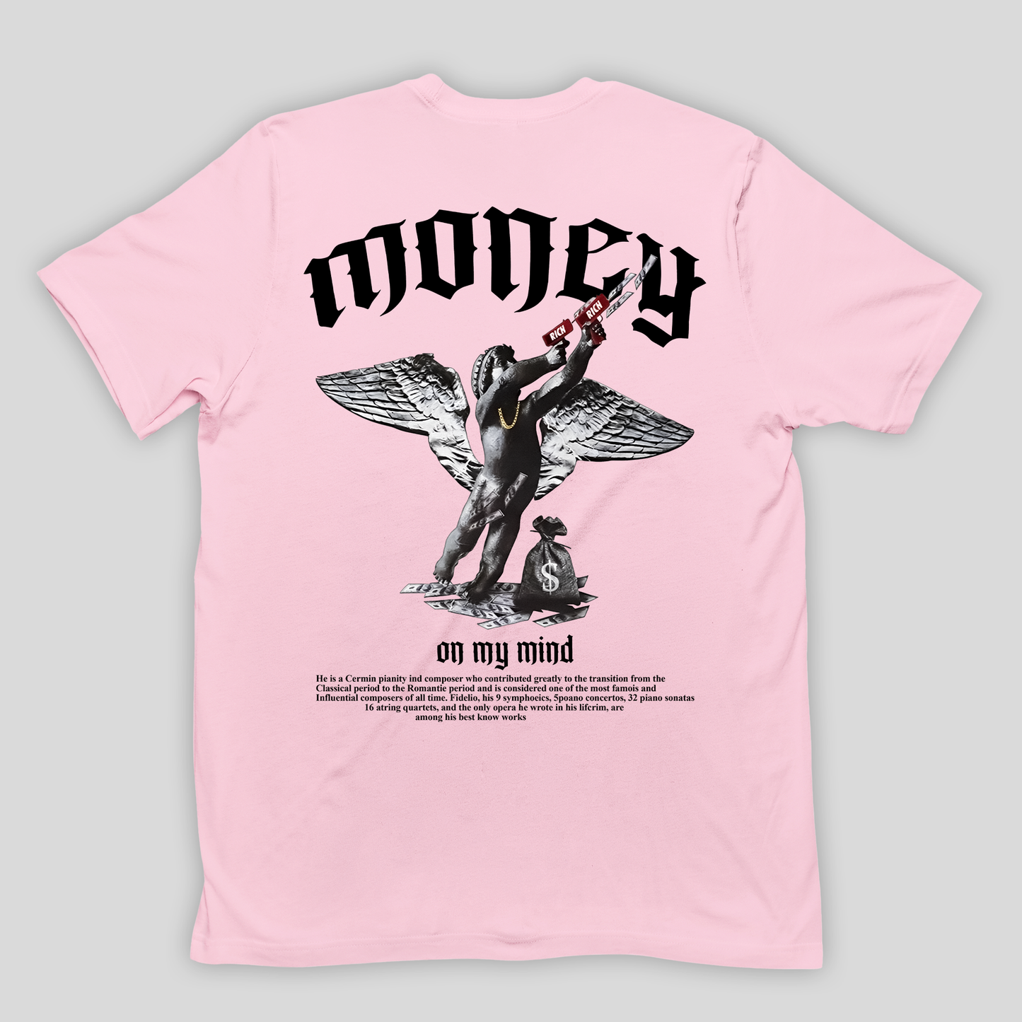 Camiseta Básica Unissex Money on my mind angel