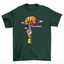 camiseta básica verde com estampa de dedo girando bola basquete colorido