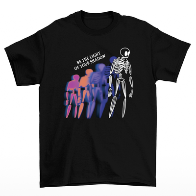 camiseta básica de caveira com sombras coloridas- Preto