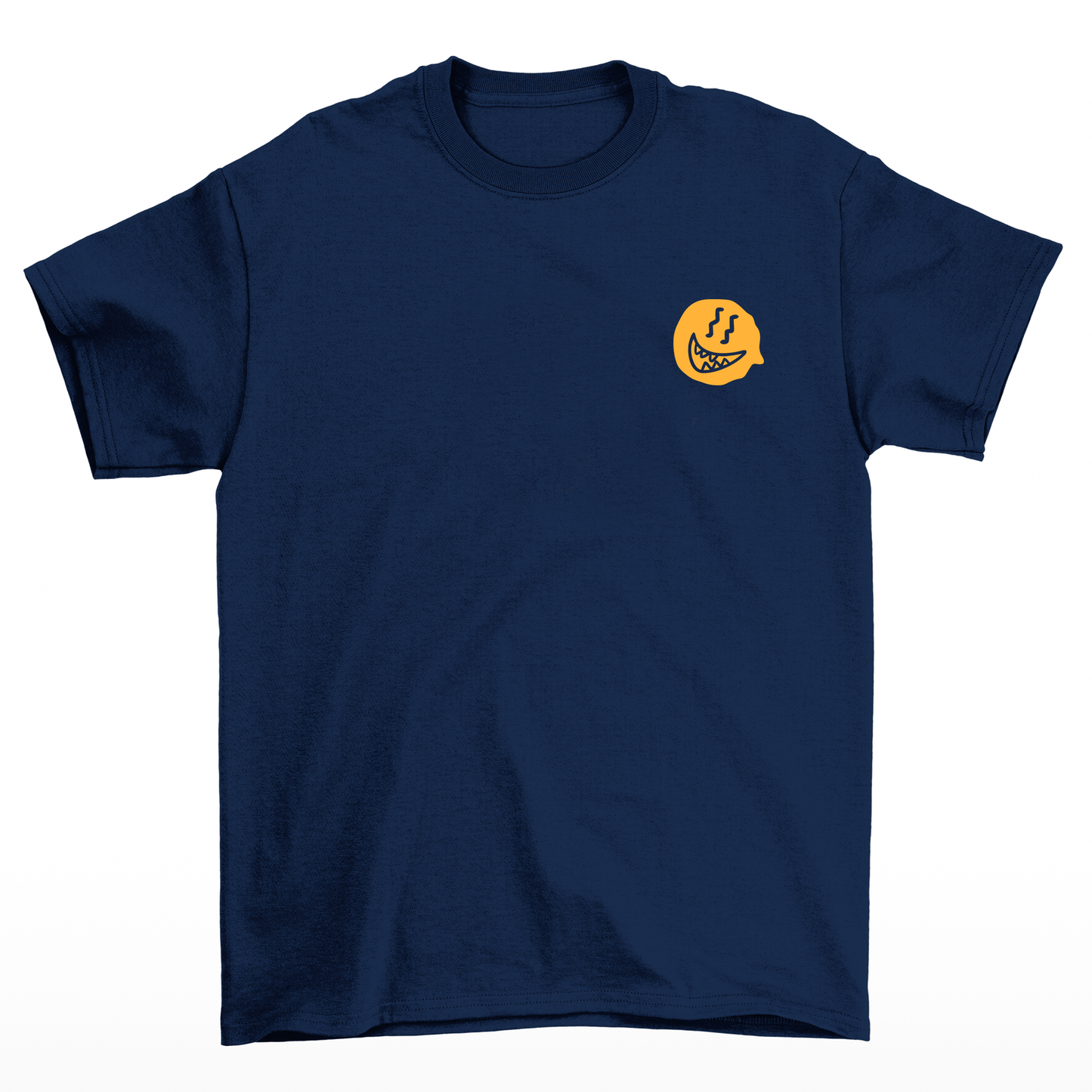 Camiseta Básica Unissex azul marinho Com Estampa Fantasma Feliz