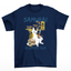 Camiseta Básica Com Estampa Gato Samurai- Azul-marinho