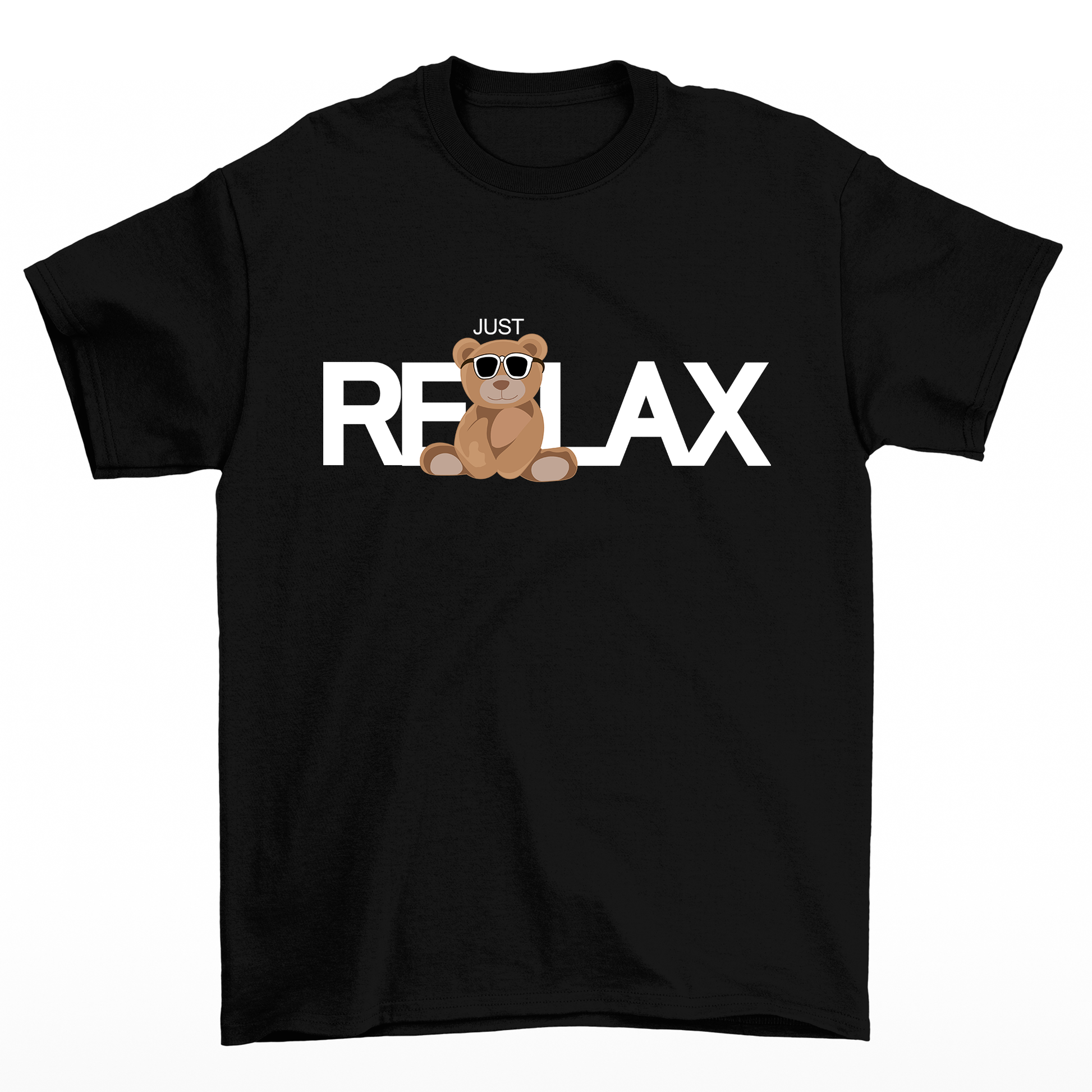 camiseta básica preto Teddy Bear Relax