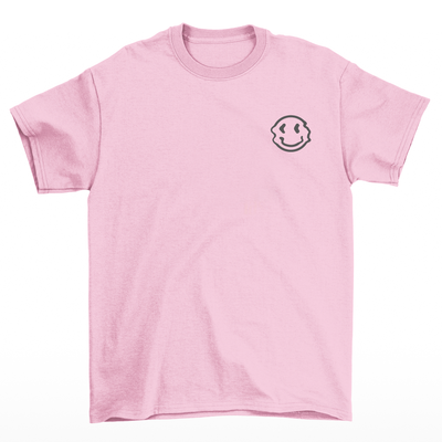 Camiseta masculina com estampa emoji sorriso