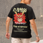 CAmiseta Básica Com Estampa Gatinho Samurai- Preto