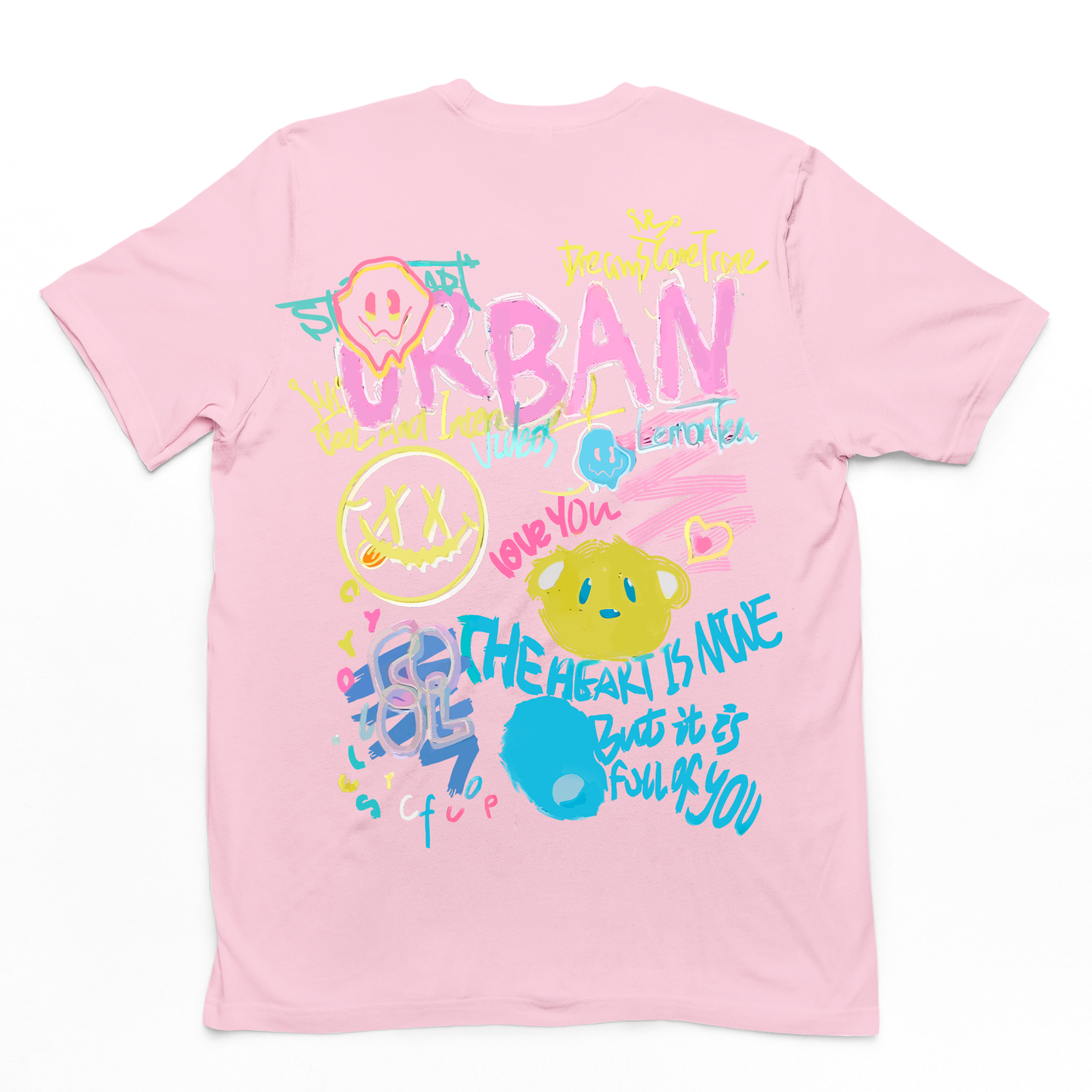 Camiseta Básica Com Estampa ursinhos Streetwear- Rosa bebe