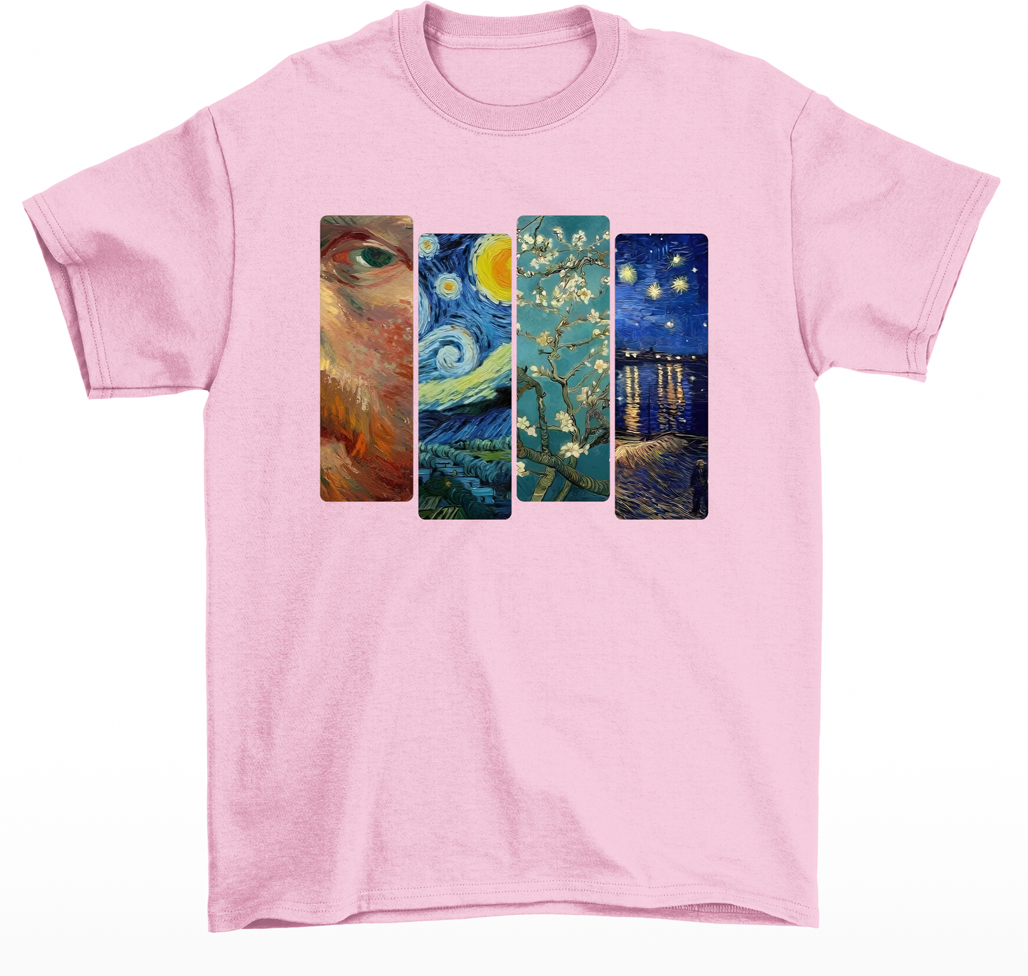 Camiseta Basica Com Colagens  -VAN GOGH ART- Rosa bebe