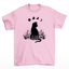 camiseta Básica Com Estampa Gato Preto Luas- Rosa bebe