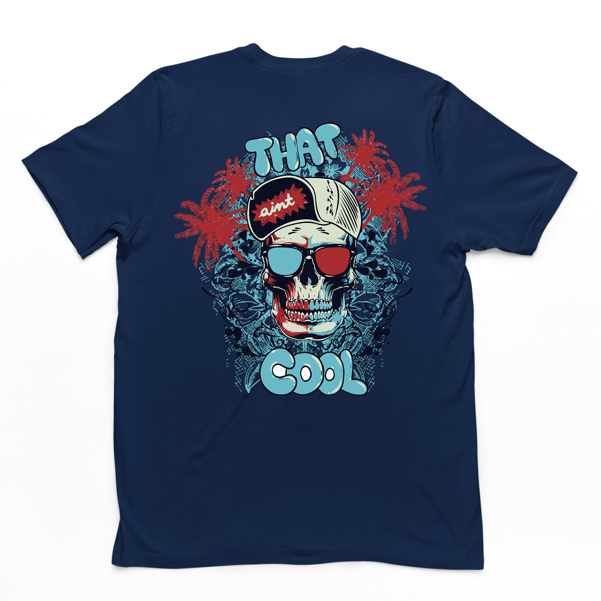 Camiseta Básica Algodão Máscara Caveira Cool -  azul- marinho