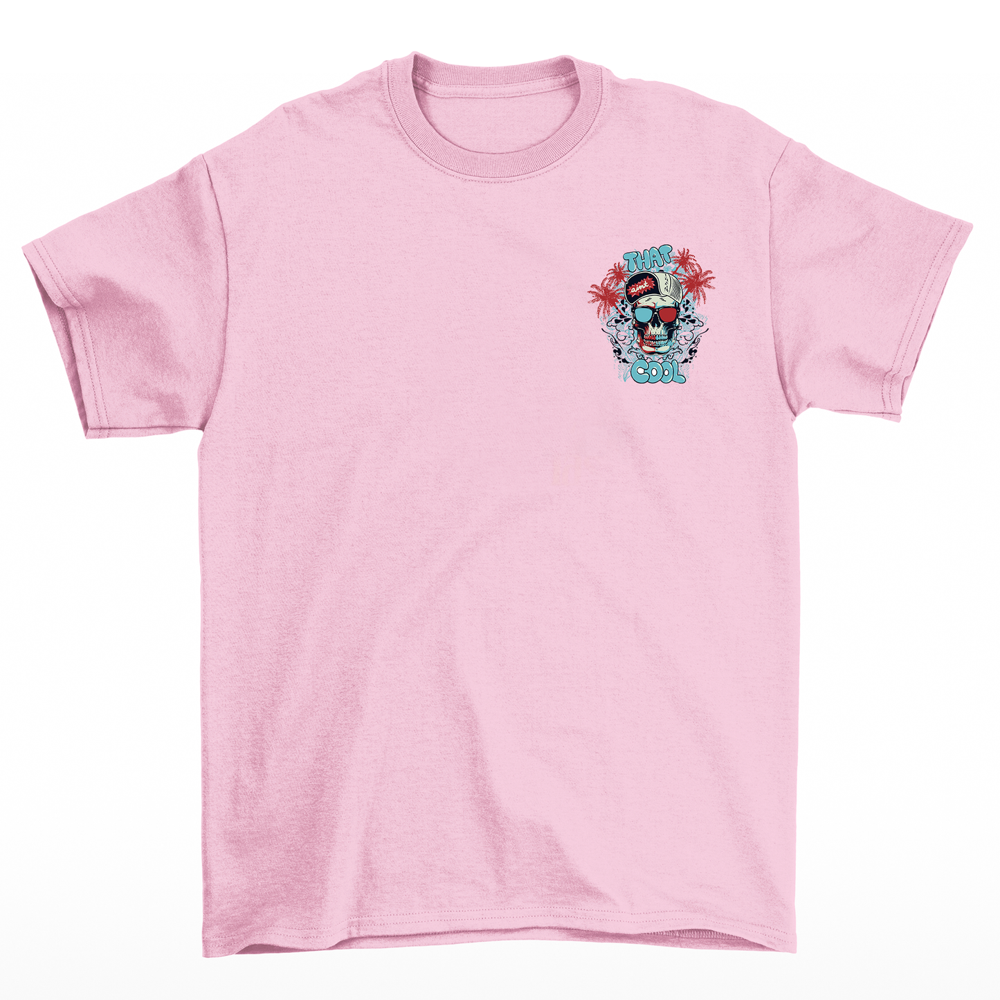 Camiseta Básica Algodão Máscara Caveira Cool -  rosa bebê