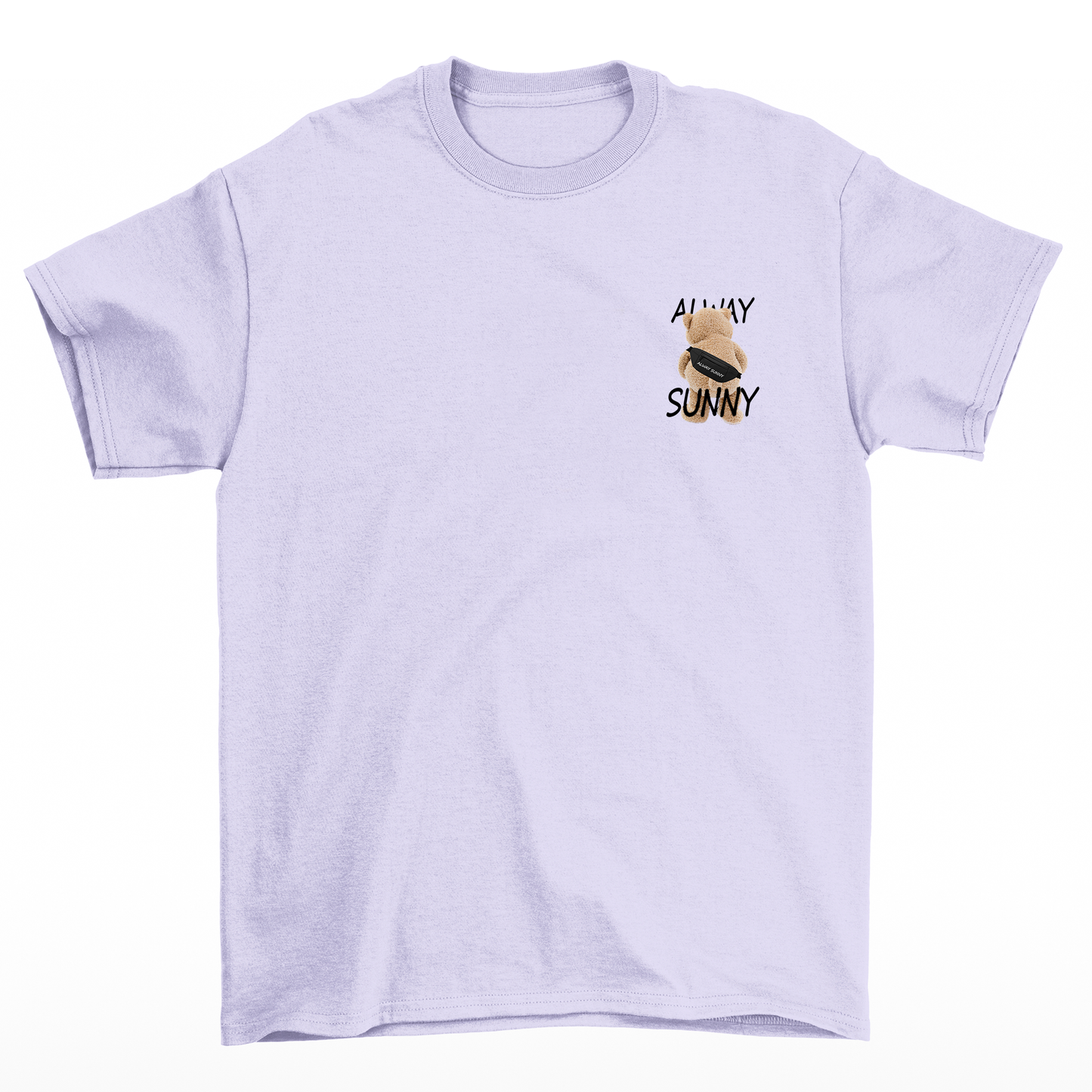 camiseta basica branca estampa de urso always sunny