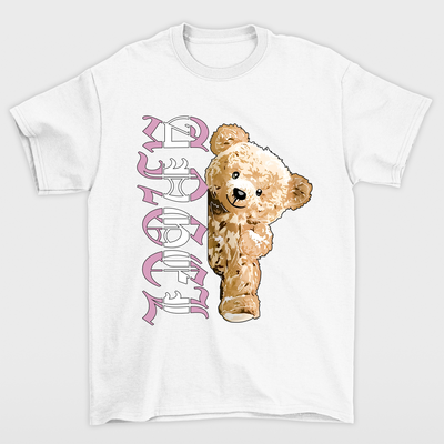 camiseta basica urso anjo branco