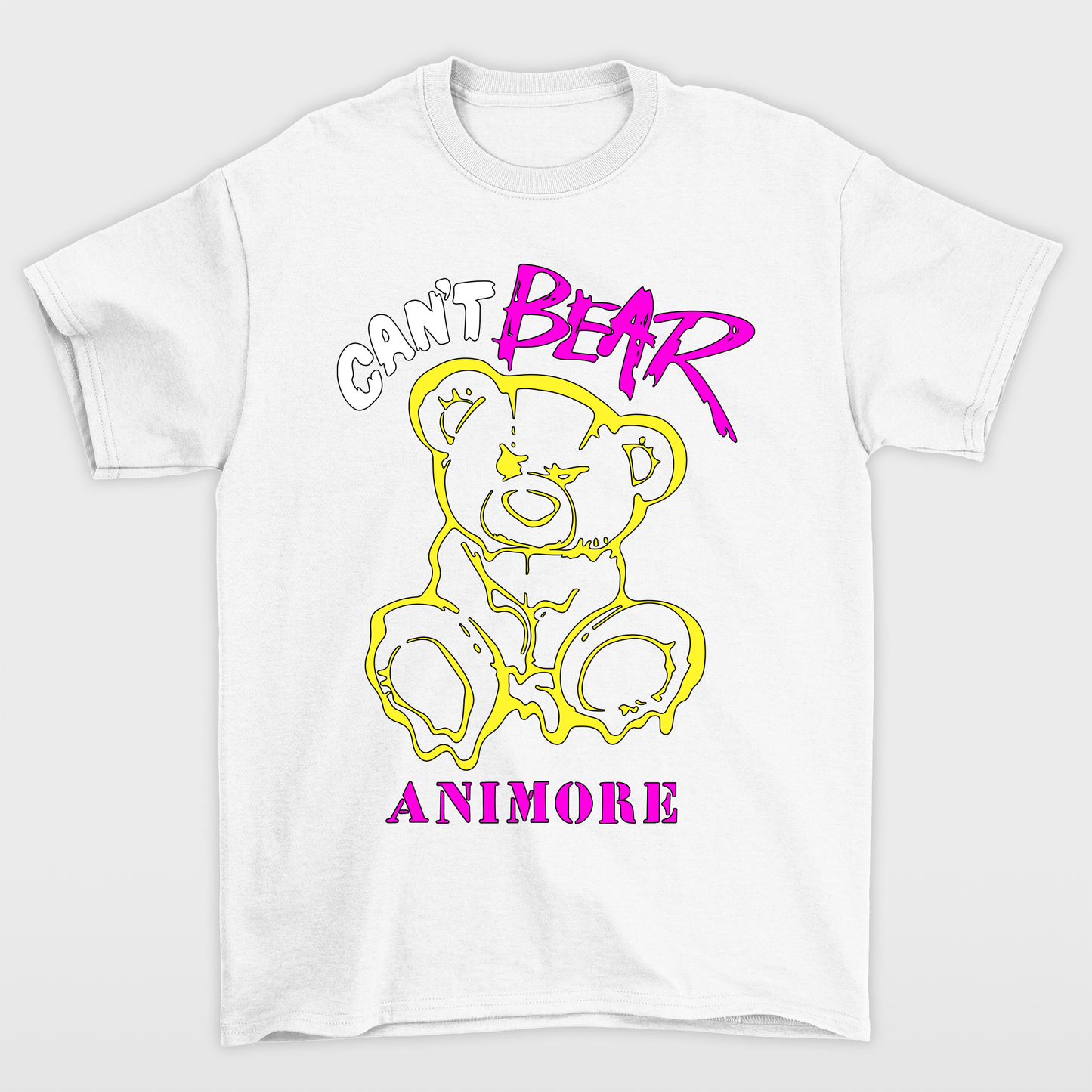 camiseta basica branco estampa ursinho can't bear anymore