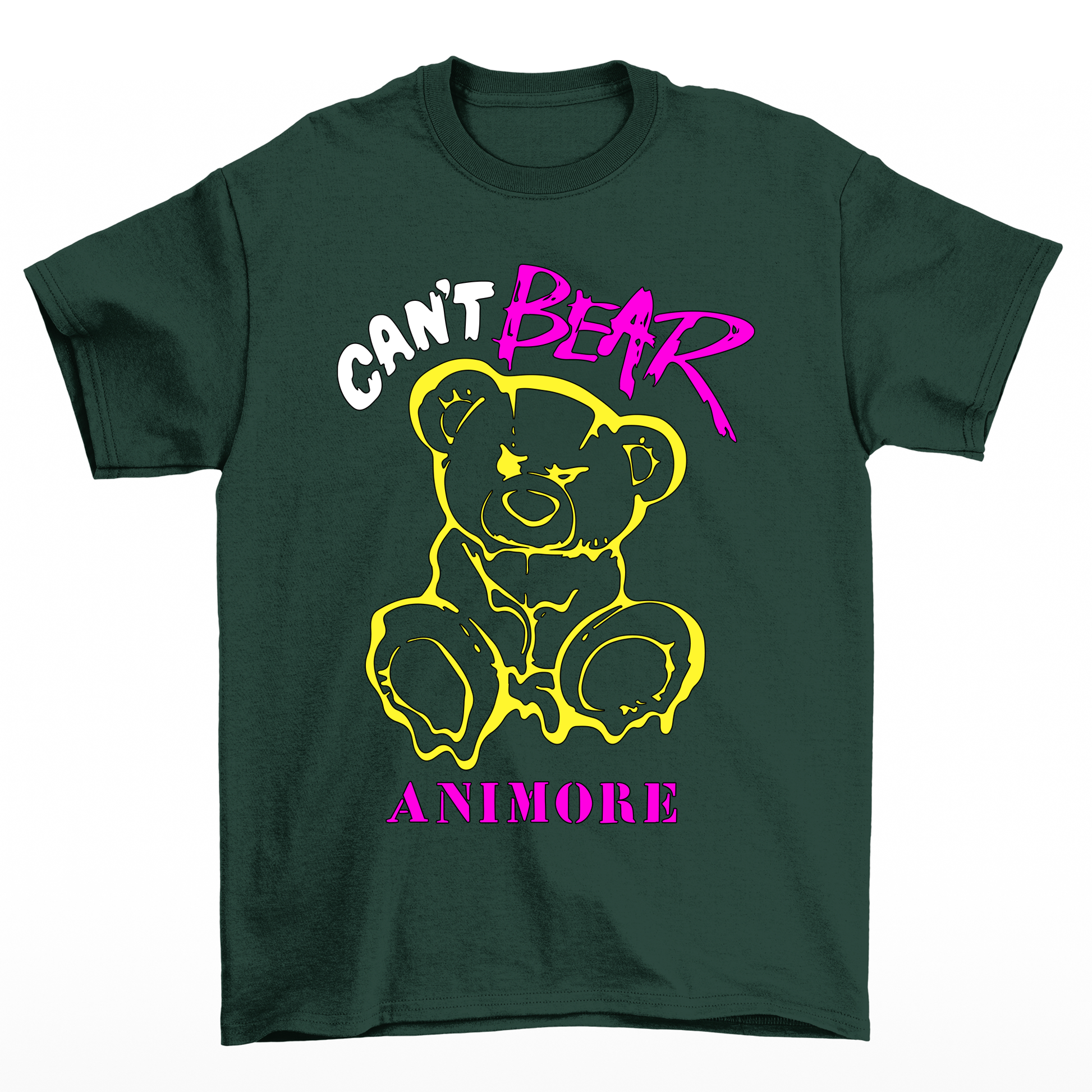 camiseta basica verde estampa ursinho can't bear anymore