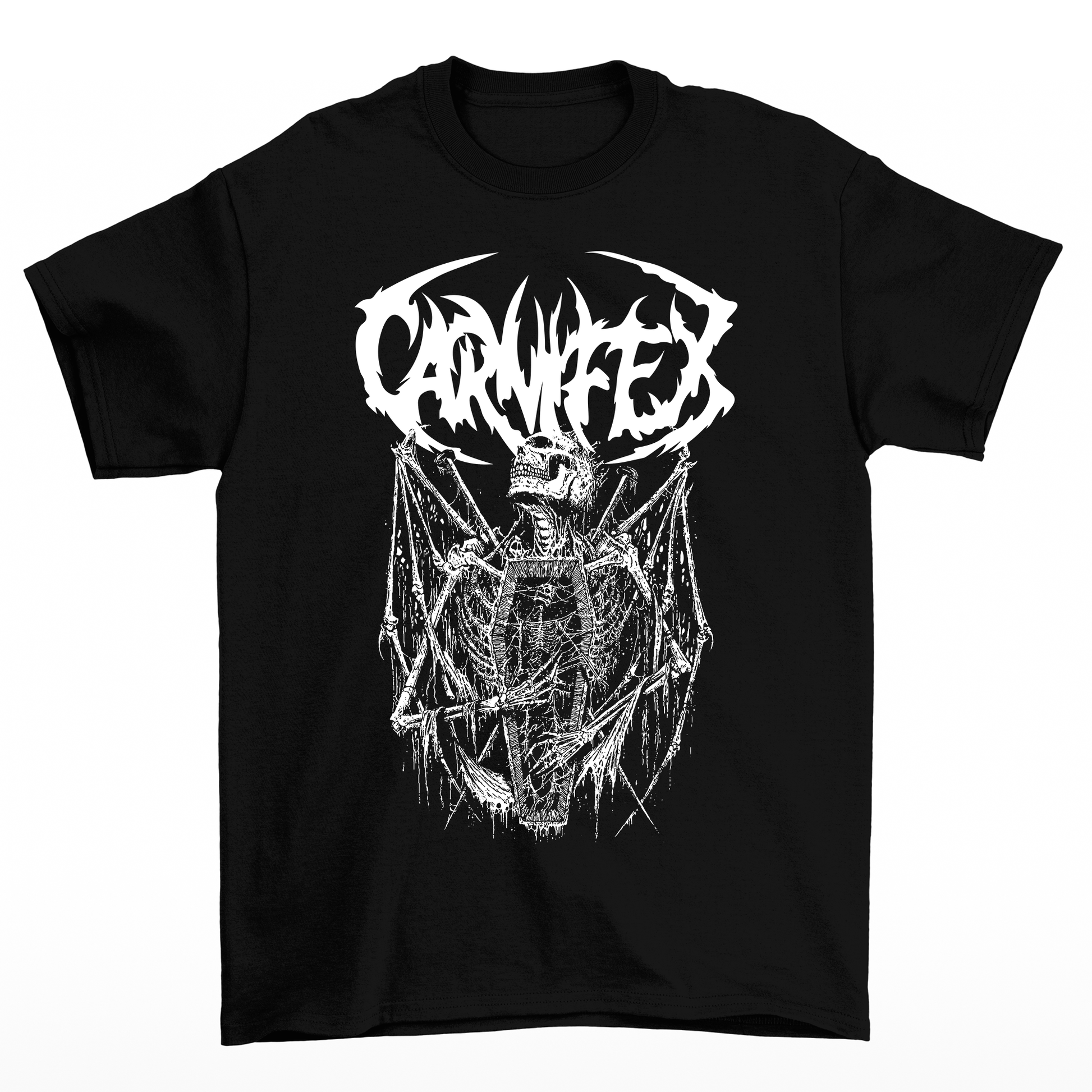 camiseta básica com estampa Caveira caixão- Preto