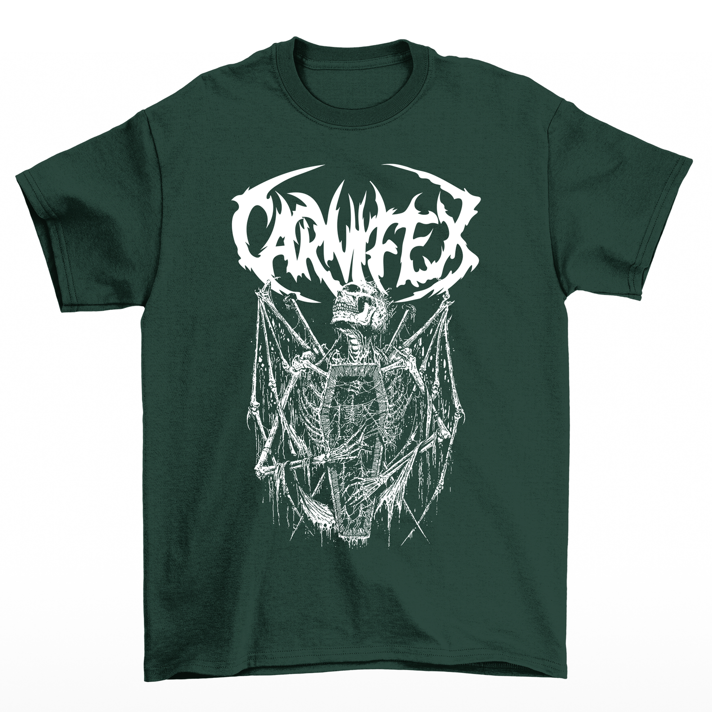 camiseta básica com estampa Caveira caixão- Verde