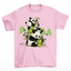 Camiseta rosa Básica Unissex Com Estampa Família De Panda Comendo Bambu - Rosa Bebê