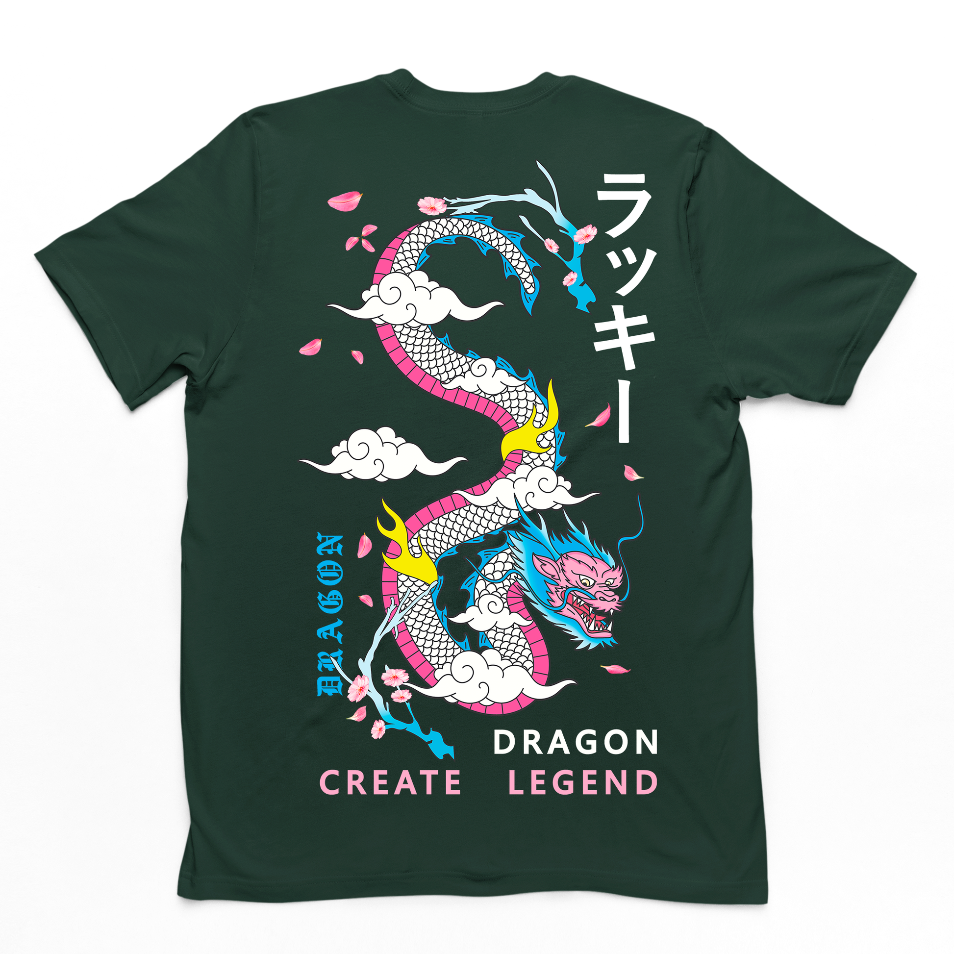 Camiseta verde com estampa de dragão chinês 