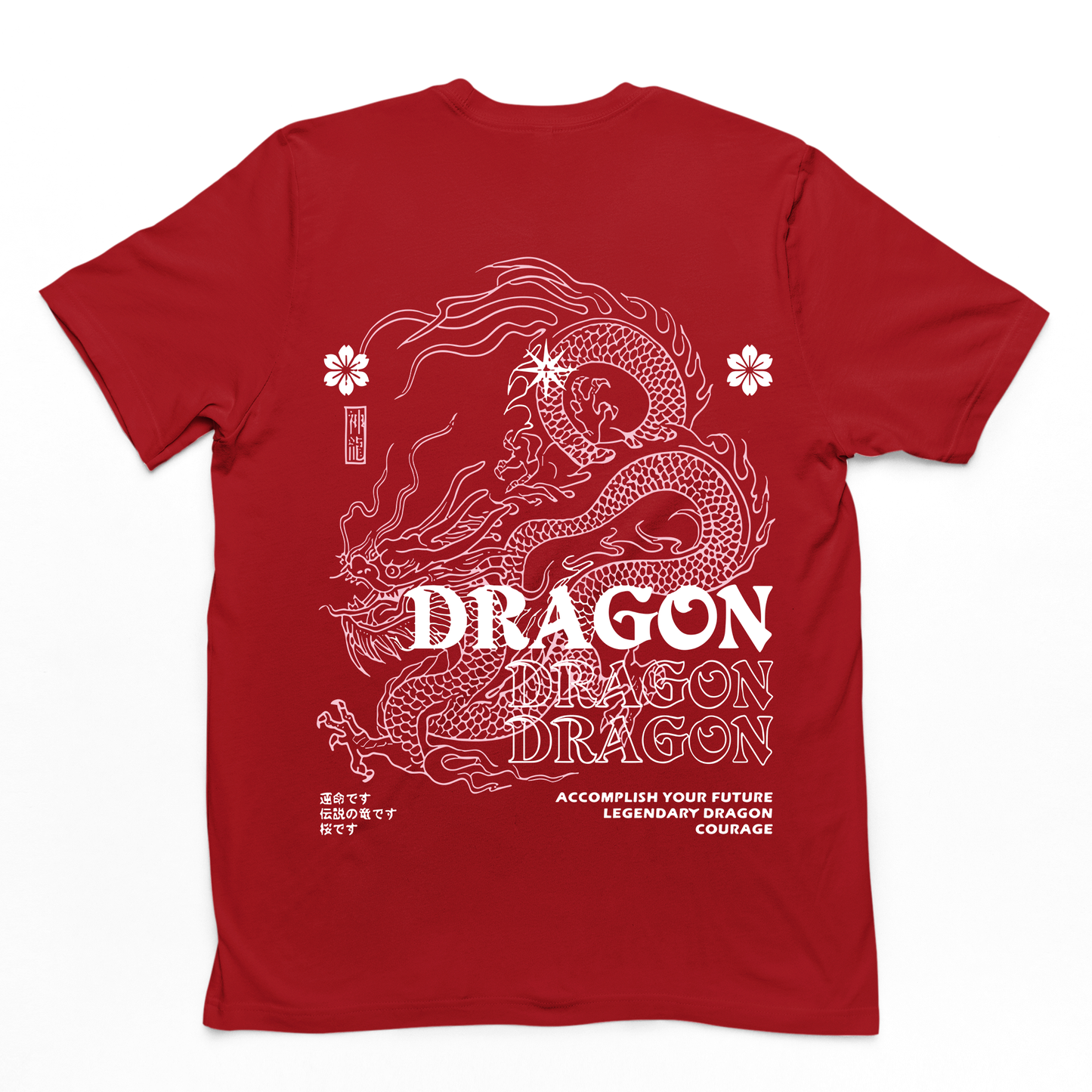 Camiseta vermelha básica estampa de dragão na cor lilás estilo de pintura japonesa estilo streetwear