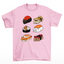 Camiseta básica com estampa gatinhos sushi- Rosa bebe