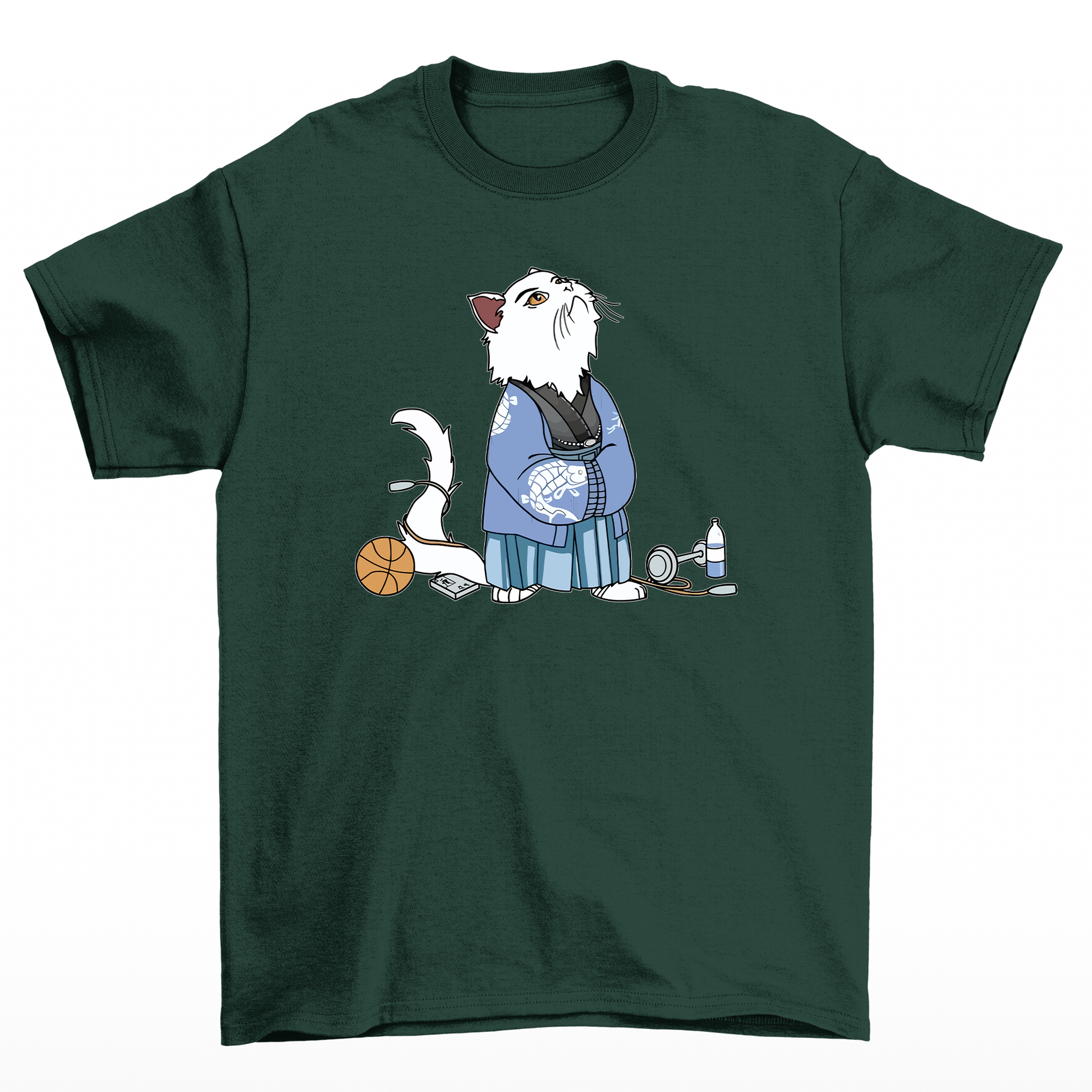 camiseta básica com estampa gatinho japonês gym- VERDE