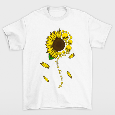 camiseta básica girassol com caveiras- Branco