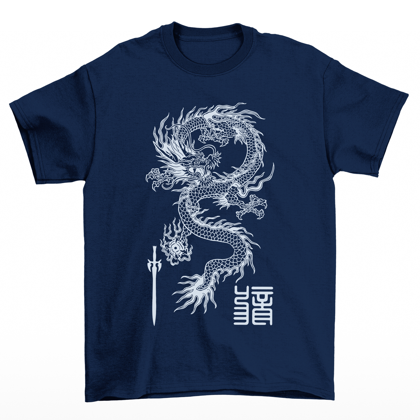 Camiseta Básica Japanese Dragon - Azul Marinho