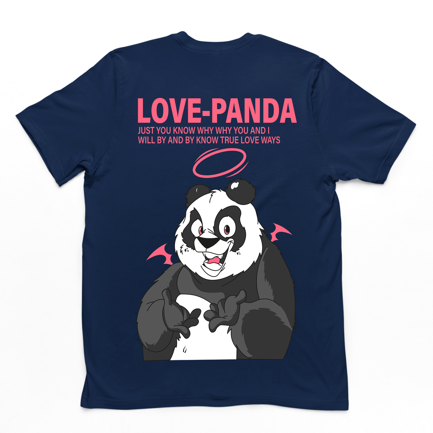 Camiseta azul Básica Com Estampa Panda Morcego