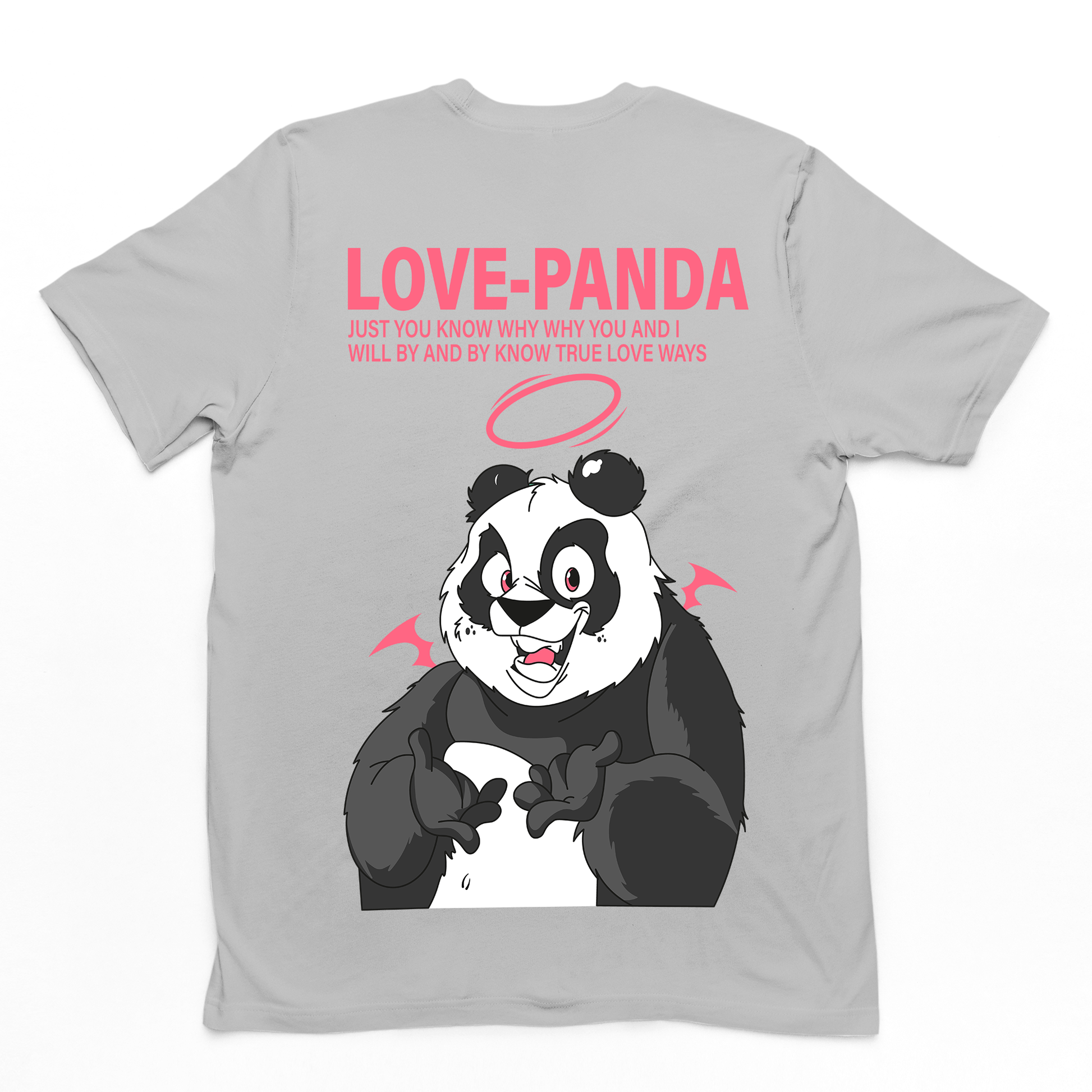 Camiseta cinza Básica Com Estampa Panda Morcego