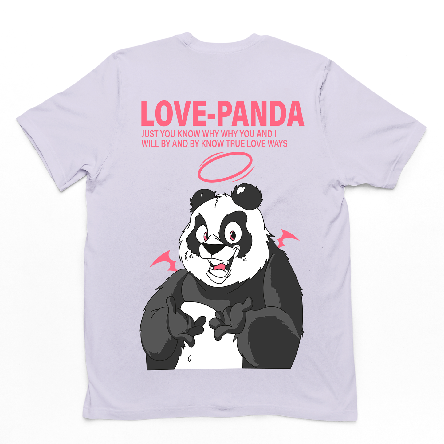 Camiseta lilas Básica Com Estampa Panda Morcego