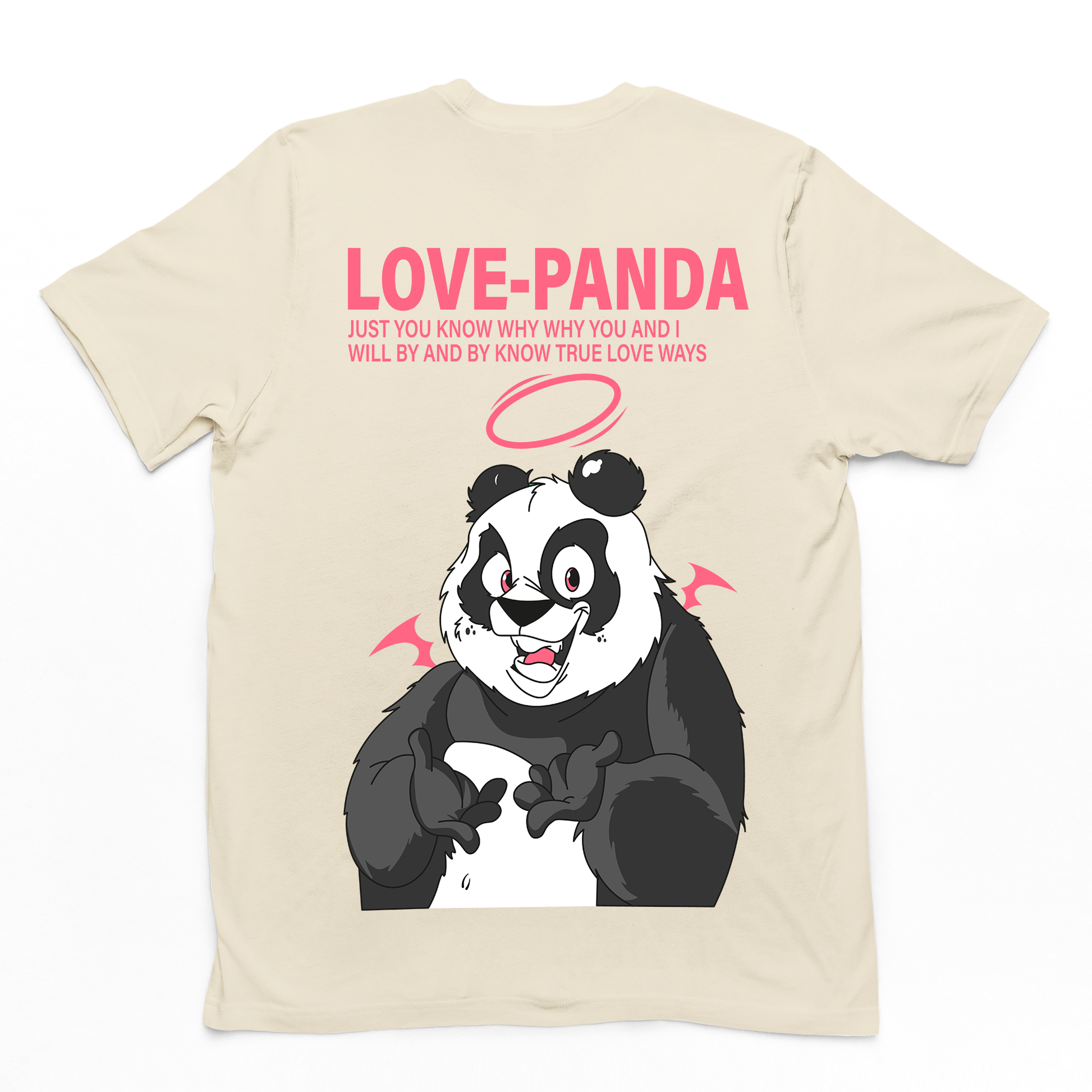 Camiseta pérola Básica Com Estampa Panda Morcego