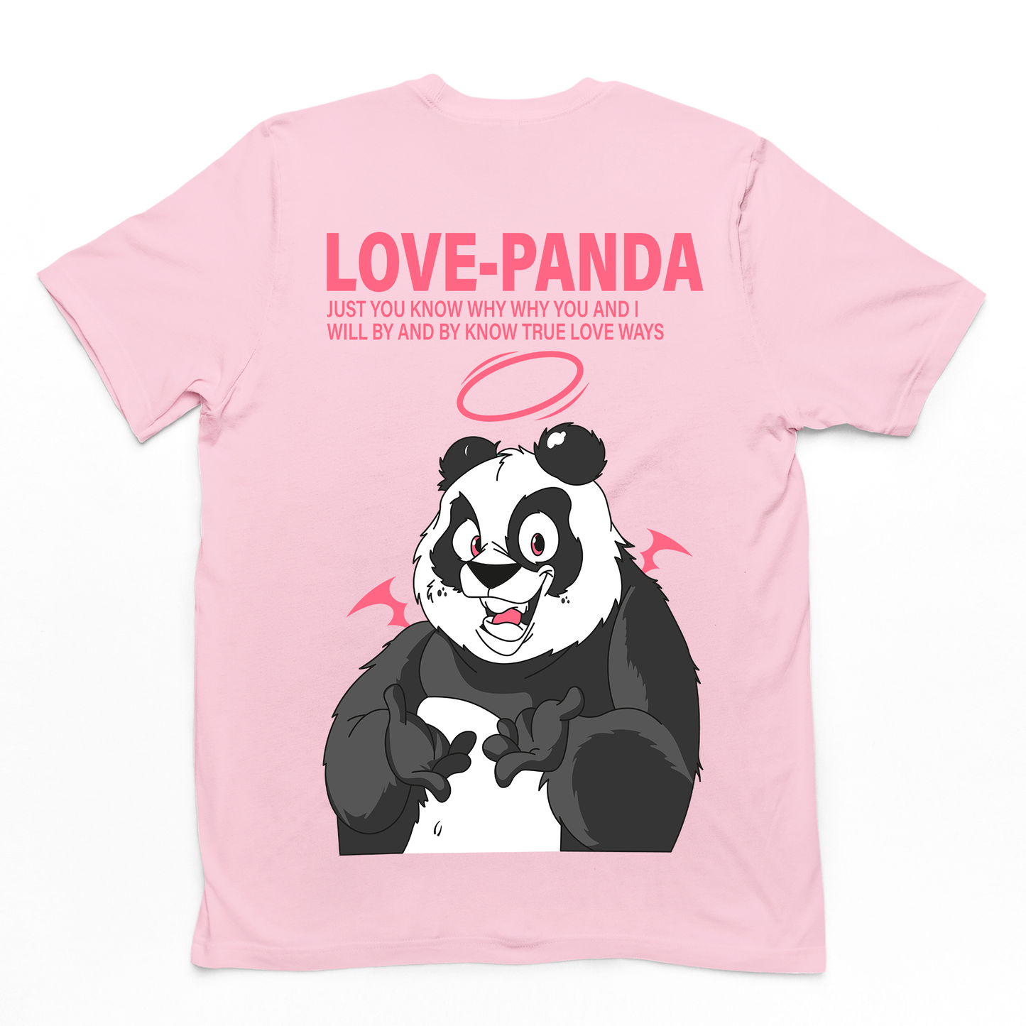 Camiseta rosa Básica Com Estampa Panda Morcego